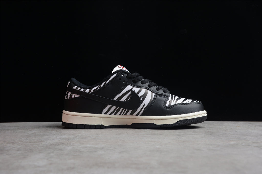Tênis Cano Baixo Couro Padrão Zebra Preto e Branco