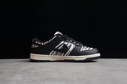 Tênis Cano Baixo Couro Padrão Zebra Preto e Branco