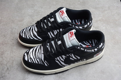 Tênis Cano Baixo Couro Padrão Zebra Preto e Branco
