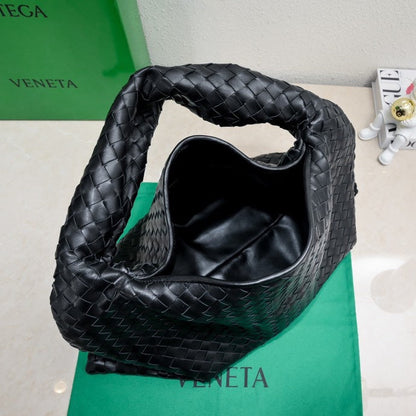 Bolsa Satchel Couro Preto Trançado Pequena
