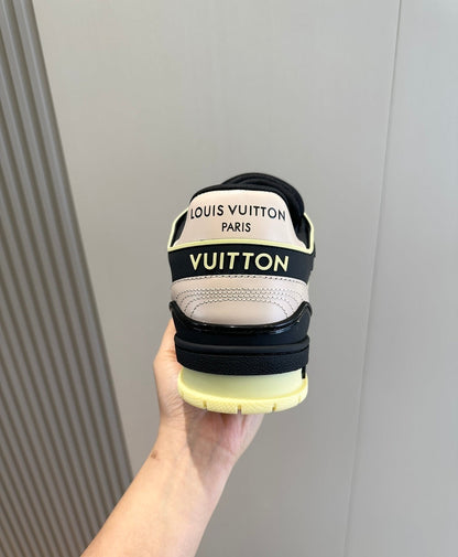 Tênis Casual Couro Branco Preto Amarelo