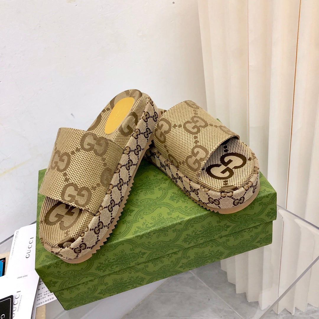 Sandália Plataforma Canvas Camel Tira em H