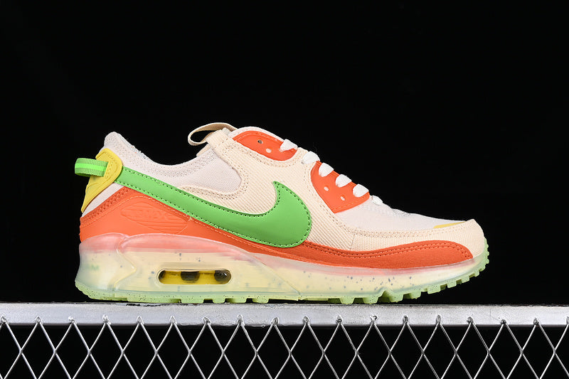 Tênis Runner Mesh Bege Detalhes Laranja e Verde