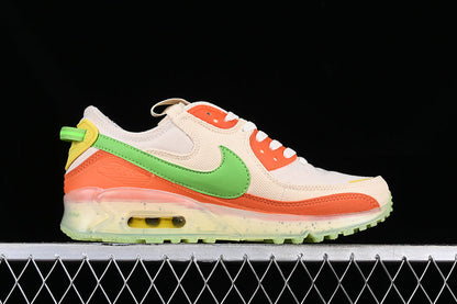 Tênis Runner Mesh Bege Detalhes Laranja e Verde