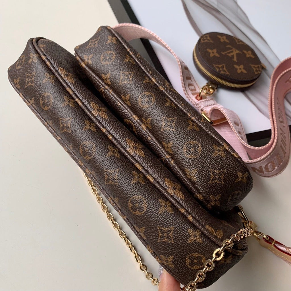 Pochete Nylon Padrão Monograma Geométrico Marrom Multi