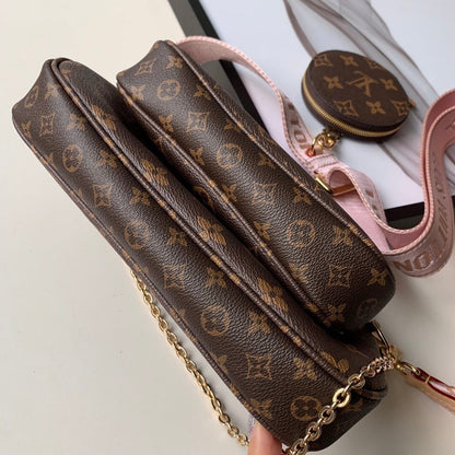 Pochete Nylon Padrão Monograma Geométrico Marrom Multi