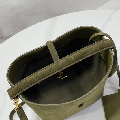 Bolsa Satchel Camurça Verde Média 37cm