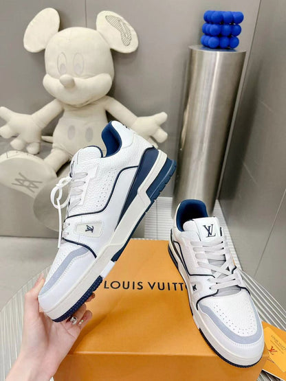 Tênis Signature Couro Branco Detalhe Marinho