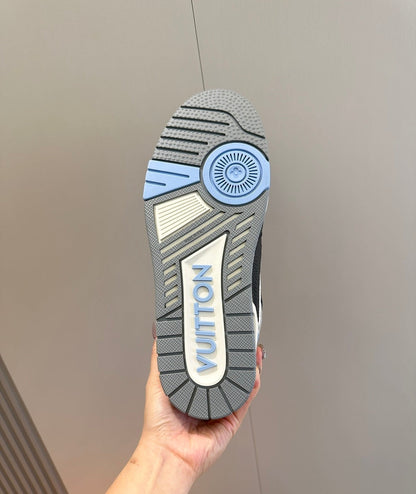 Tênis Velcro Couro Azul Branco