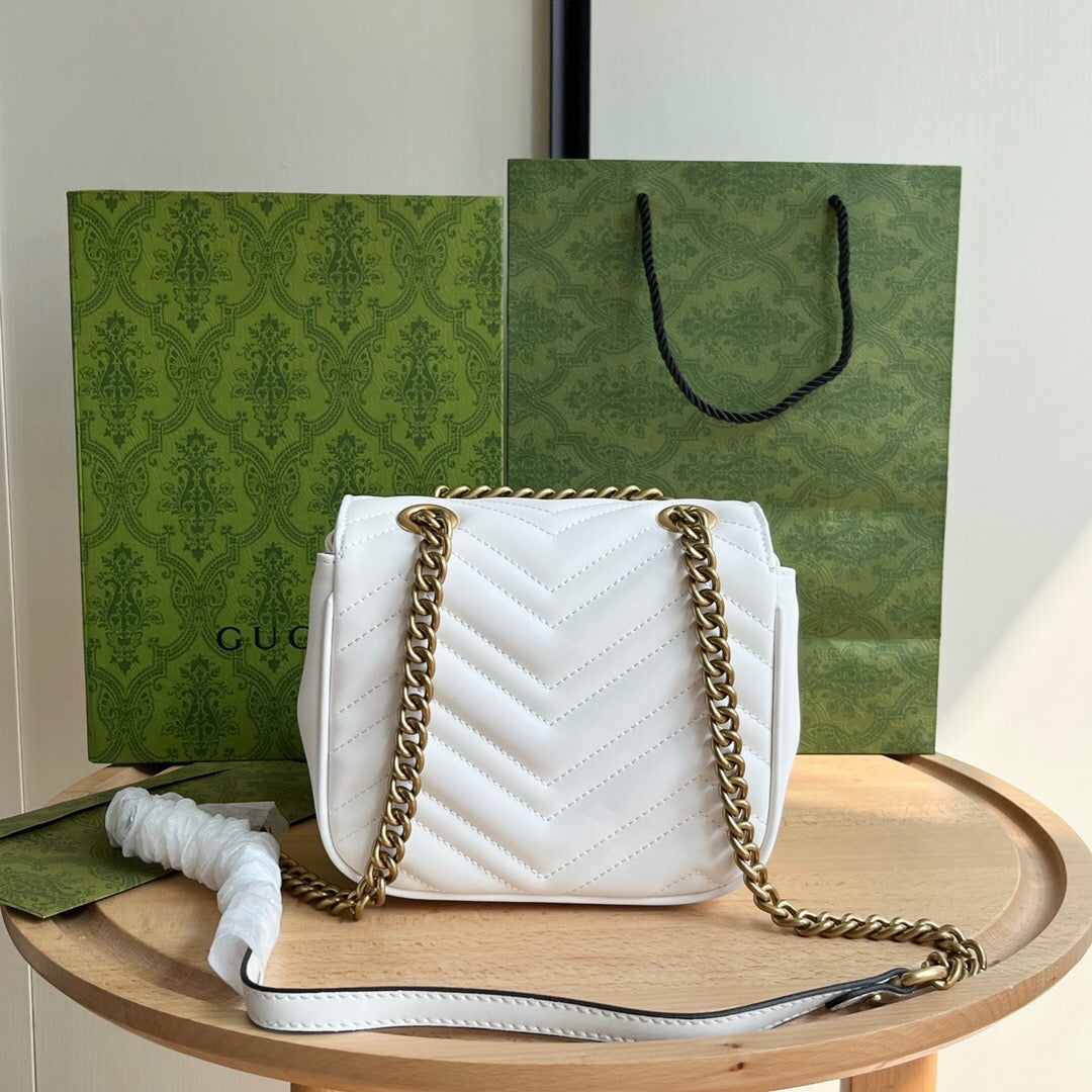 Bolsa Ombro Mini Couro Matelassê Padrão Chevron Branco