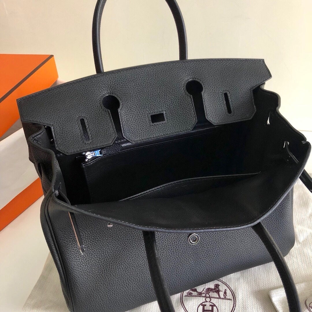 Bolsa Satchel Couro Preto Alça Dupla