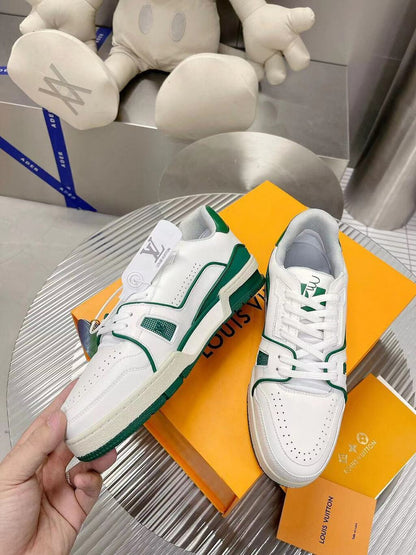 Tênis Couro Branco Detalhe Verde