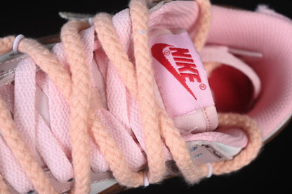 Tênis Cano Baixo Couro Branco Rosa e Marrom