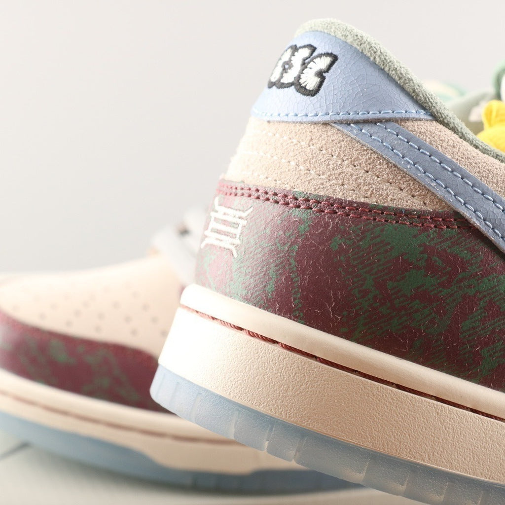 Tênis Cano Baixo Skate Couro Branco Detalhe Vermelho