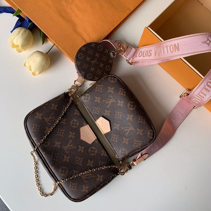 Pochete Nylon Padrão Monograma Geométrico Marrom Multi