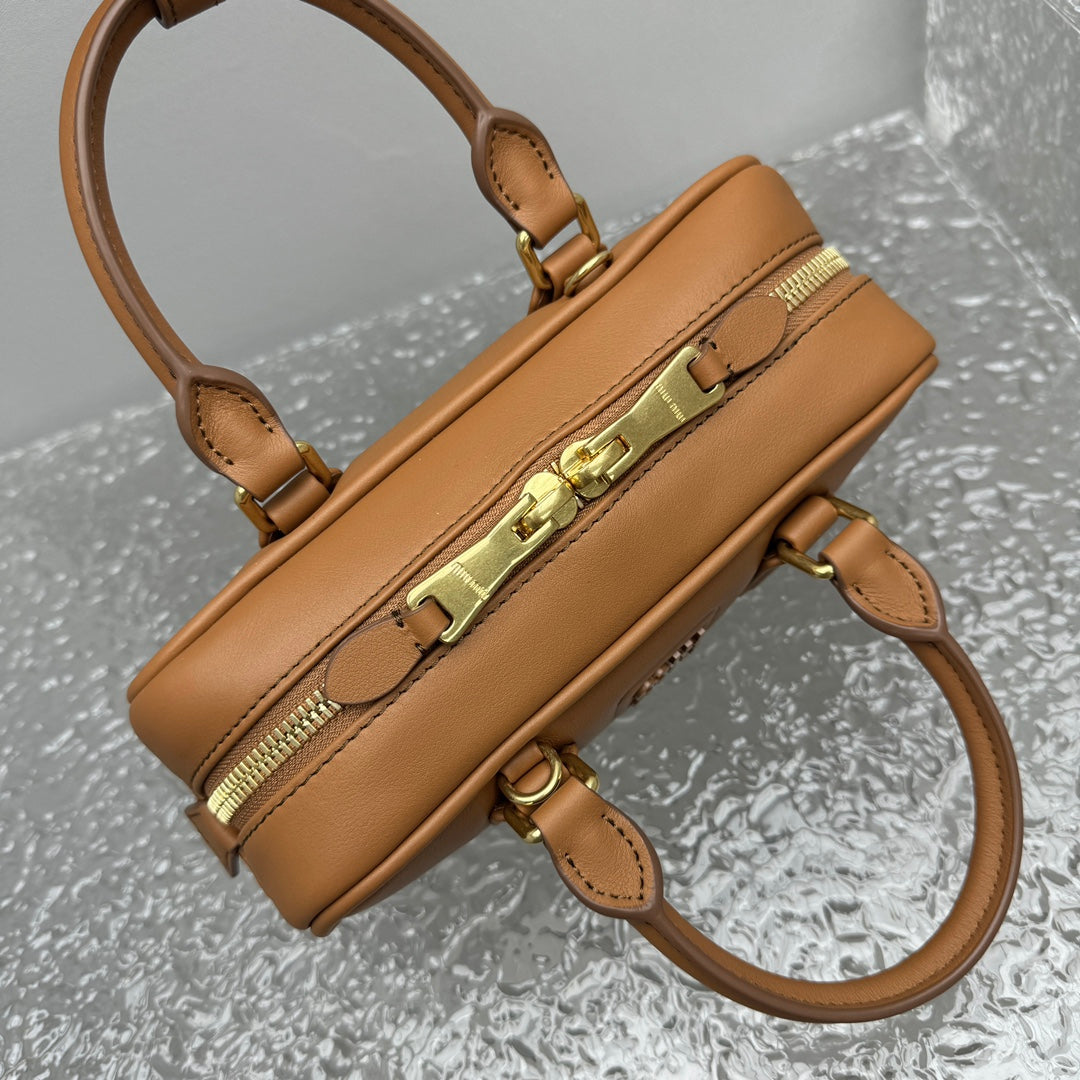 Bolsa Satchel Couro Marrom Compartimentos Estruturada