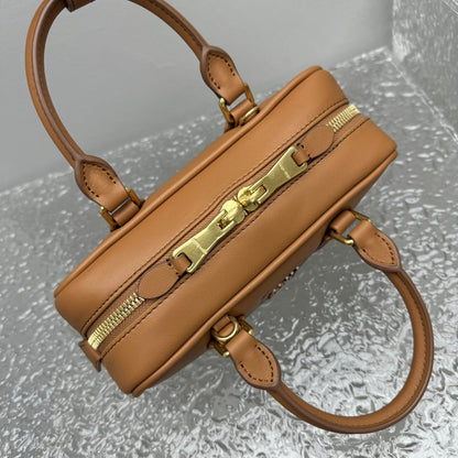 Bolsa Satchel Couro Marrom Compartimentos Estruturada