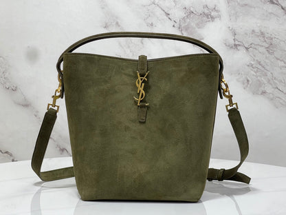 Bolsa Satchel Camurça Verde Média 37cm