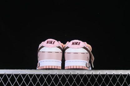 Tênis Cano Baixo Couro Branco Rosa e Marrom