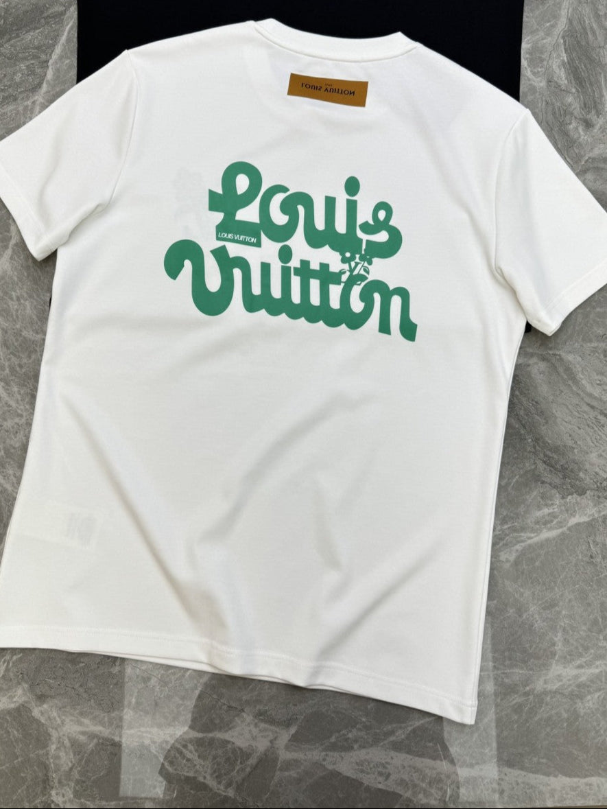 Camiseta Algodão Padrão Monograma Geométrico