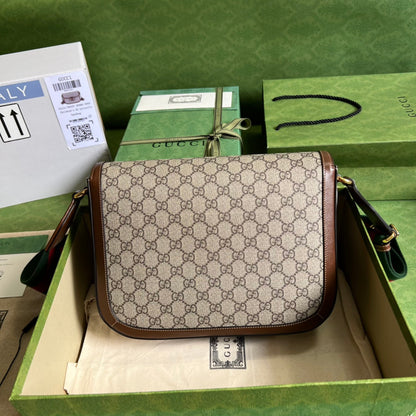 Bolsa Couro Marrom Fecho Metálico Ferradura