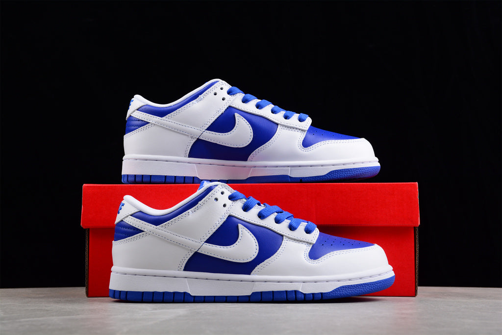 Tênis Cano Baixo Couro Branco Detalhe Azul Racer