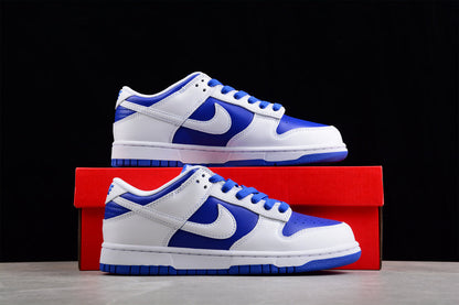 Tênis Cano Baixo Couro Branco Detalhe Azul Racer