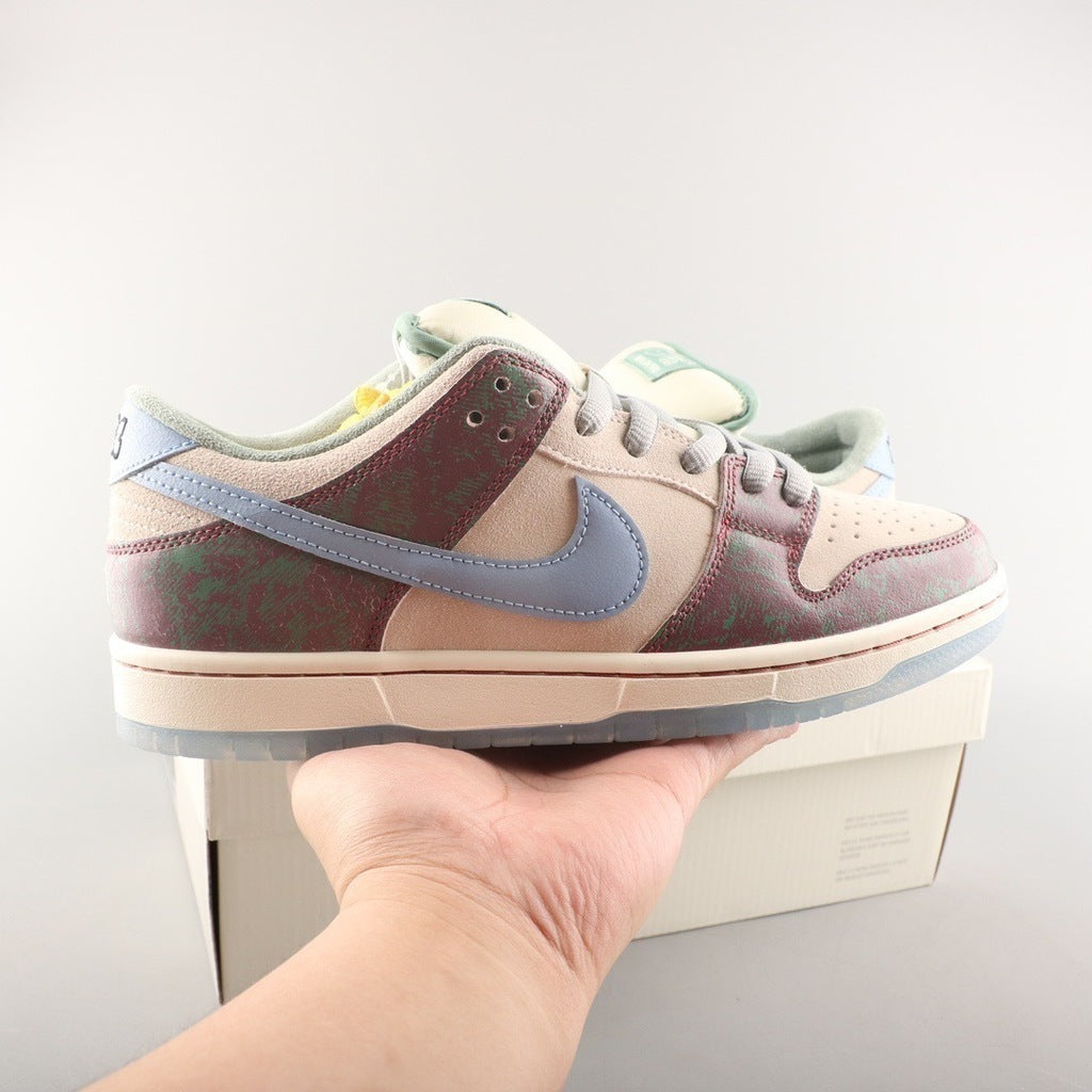Tênis Cano Baixo Skate Couro Branco Detalhe Vermelho