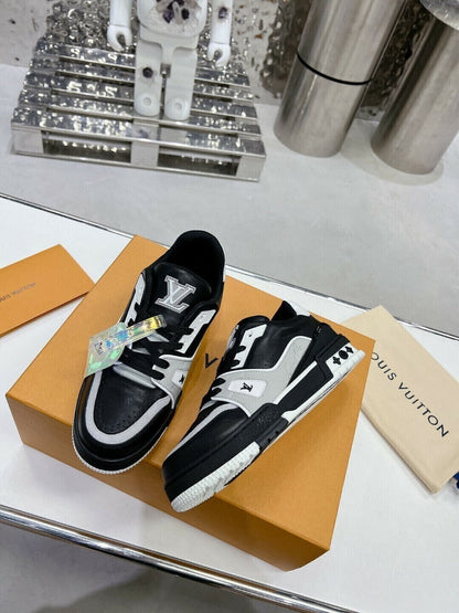 Tênis Casual Malha Preto Cinza e Branco
