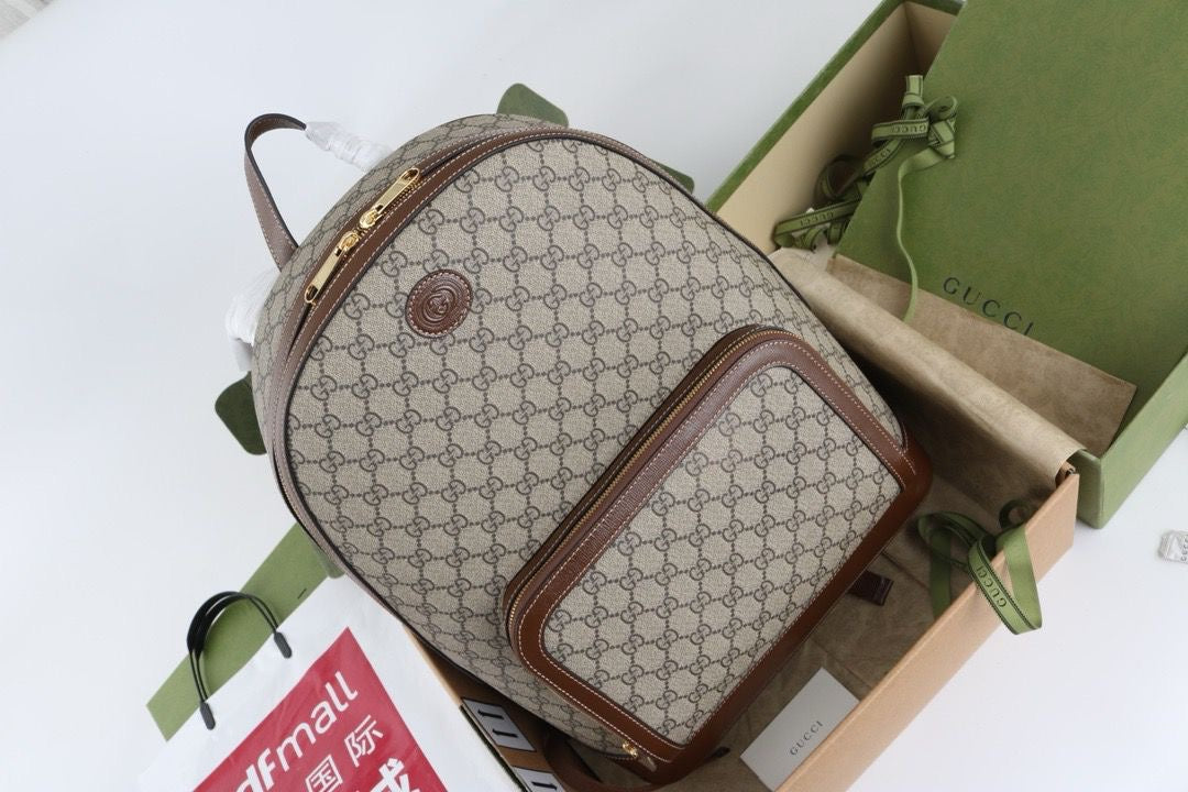 Mochila Lona Canvas Padrão Letras Entrelaçadas
