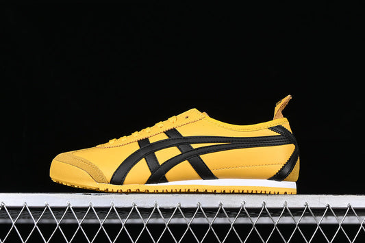 Tênis Couro Camurça Amarelo Listra Preta Lateral
