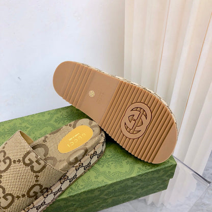 Sandália Plataforma Canvas Camel Tira em H