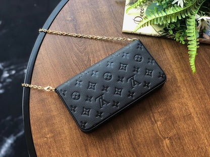 Bolsa Pequena Couro Padrão Monograma Embossado Preto