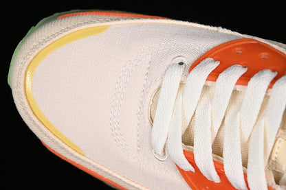 Tênis Runner Mesh Bege Detalhes Laranja e Verde