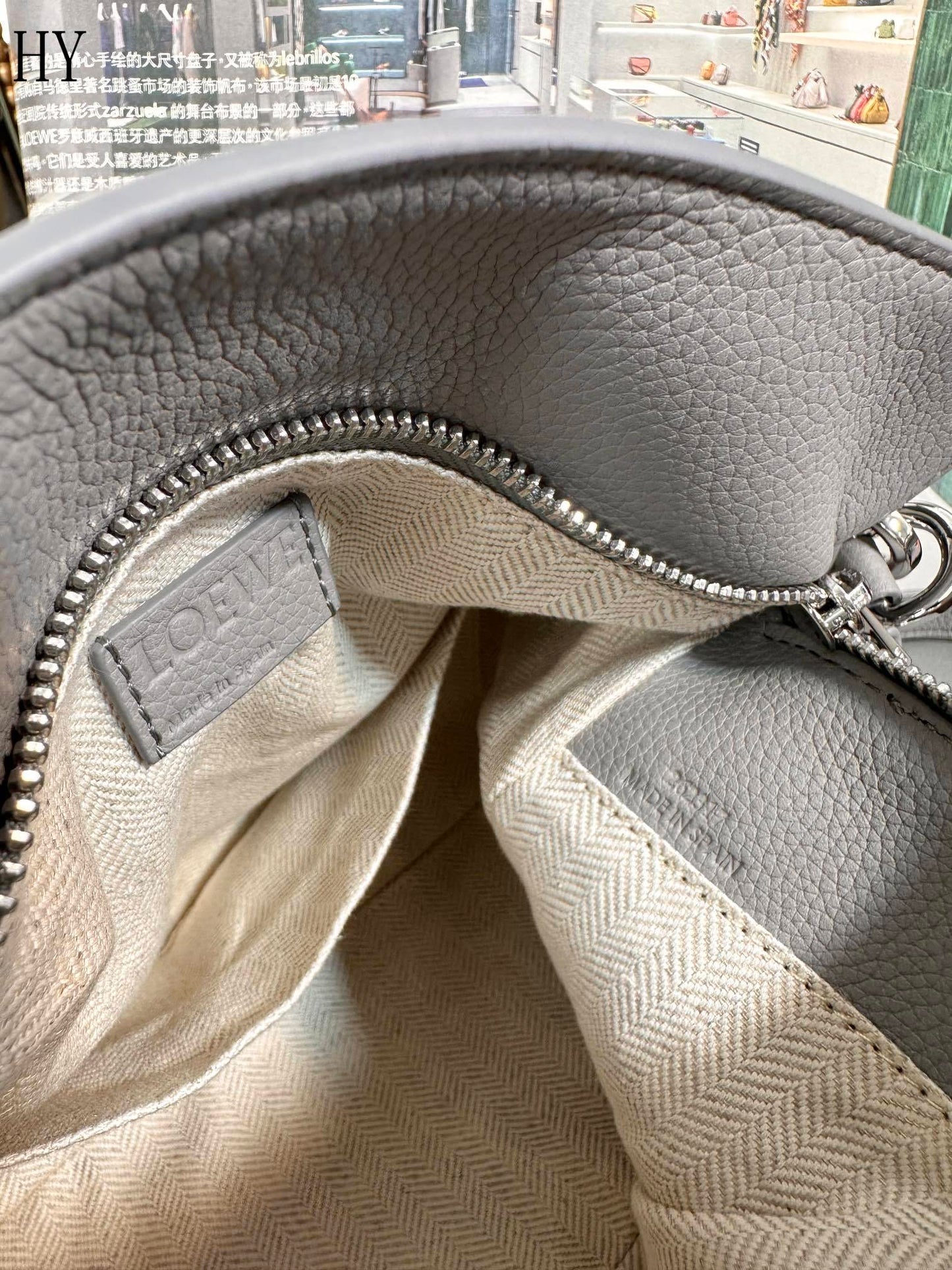 Bolsa Satchel Couro Cinza Geométrica Tamanho P