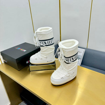 Bota Nylon Acolchoada Branca Cano Alto