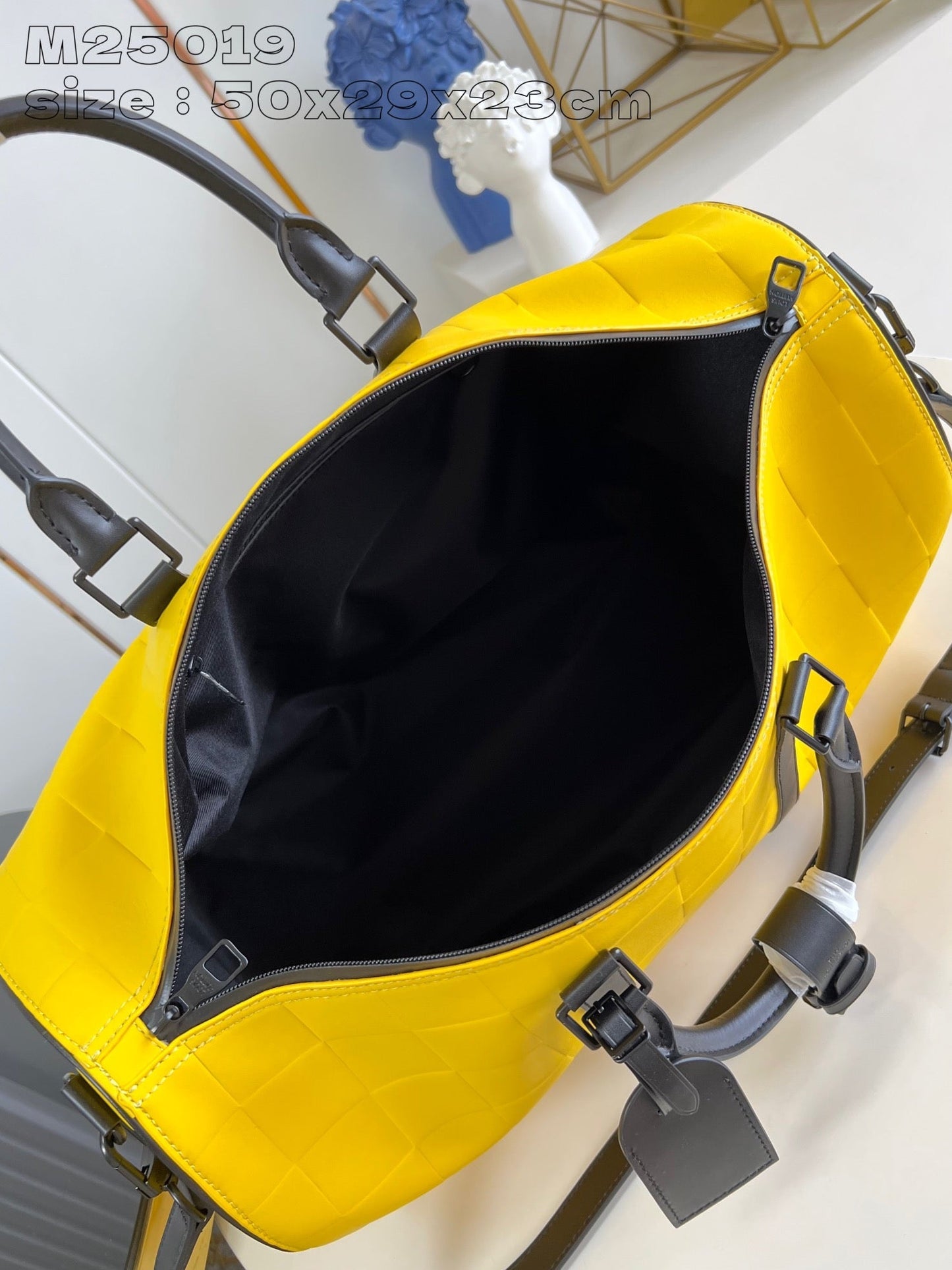 Mala Viagem Couro Amarelo Alça Ajustável 50cm