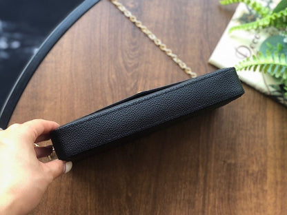 Bolsa Pequena Couro Padrão Monograma Embossado Preto