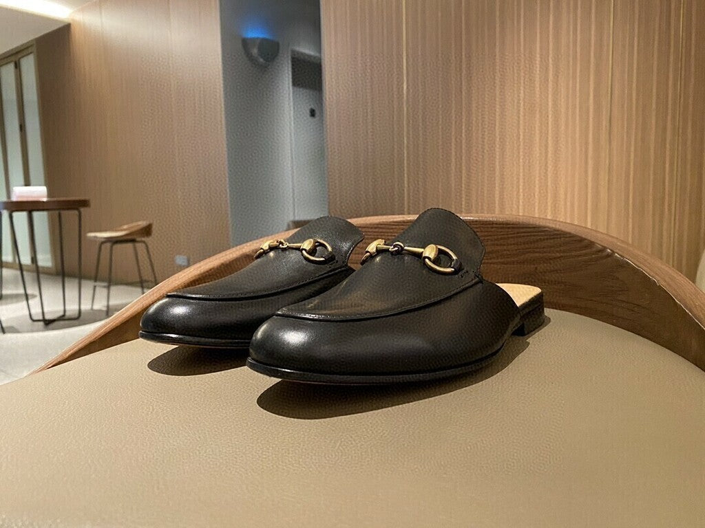 Mocassim Couro Preto Slipper Conforto