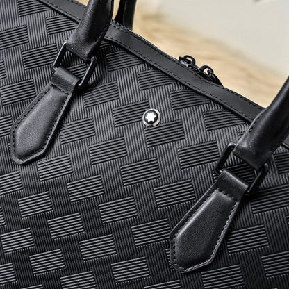 Mochila Messenger Couro Preto com Alça Ajustável