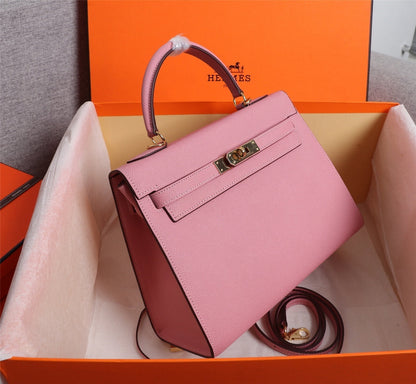 Bolsa Satchel Couro Rosa com Alça Frontal
