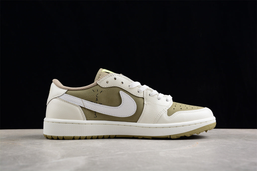Tênis Cano Baixo Couro Olive com Detalhes Contrastantes