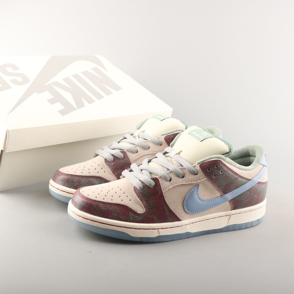Tênis Cano Baixo Skate Couro Branco Detalhe Vermelho