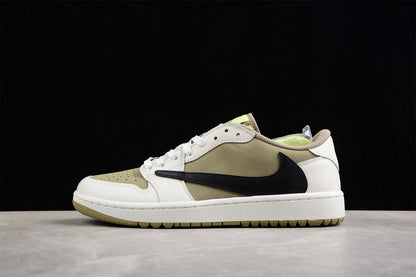 Tênis Cano Baixo Couro Olive com Detalhes Contrastantes