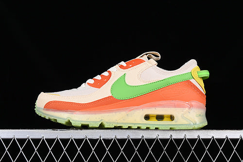 Tênis Runner Mesh Bege Detalhes Laranja e Verde