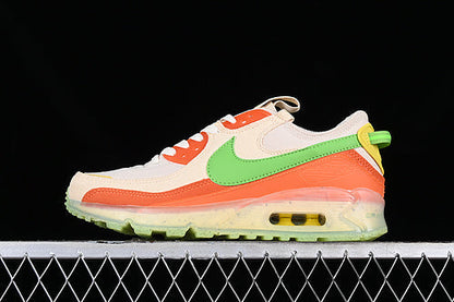 Tênis Runner Mesh Bege Detalhes Laranja e Verde
