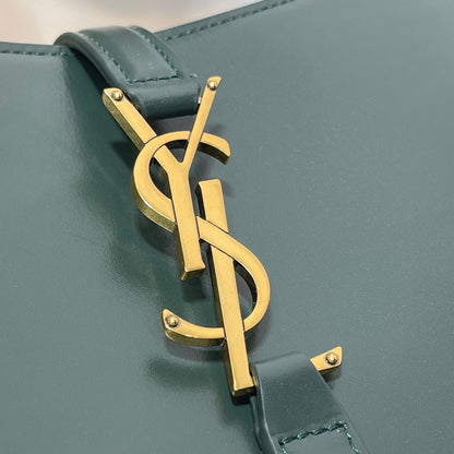Bolsa Satchel Couro Verde Fechamento Frontal Minimalista
