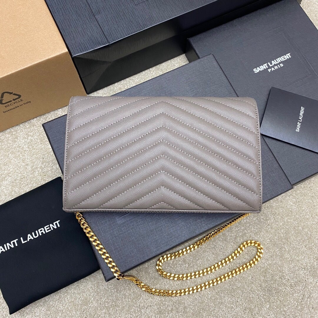 Bolsa Ombro Couro Cinza