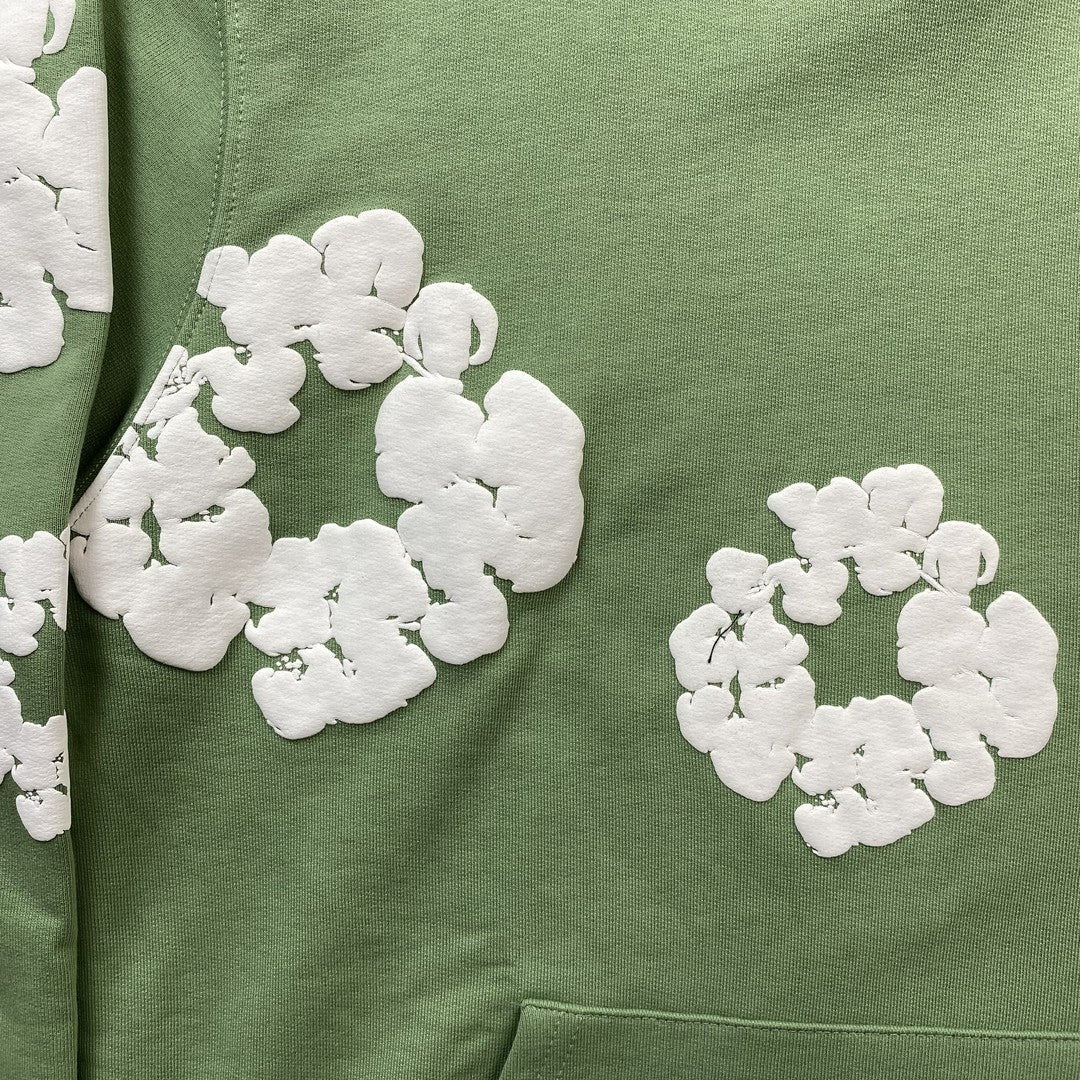 Moletom Algodão Verde Bordado Estampa Decorativa