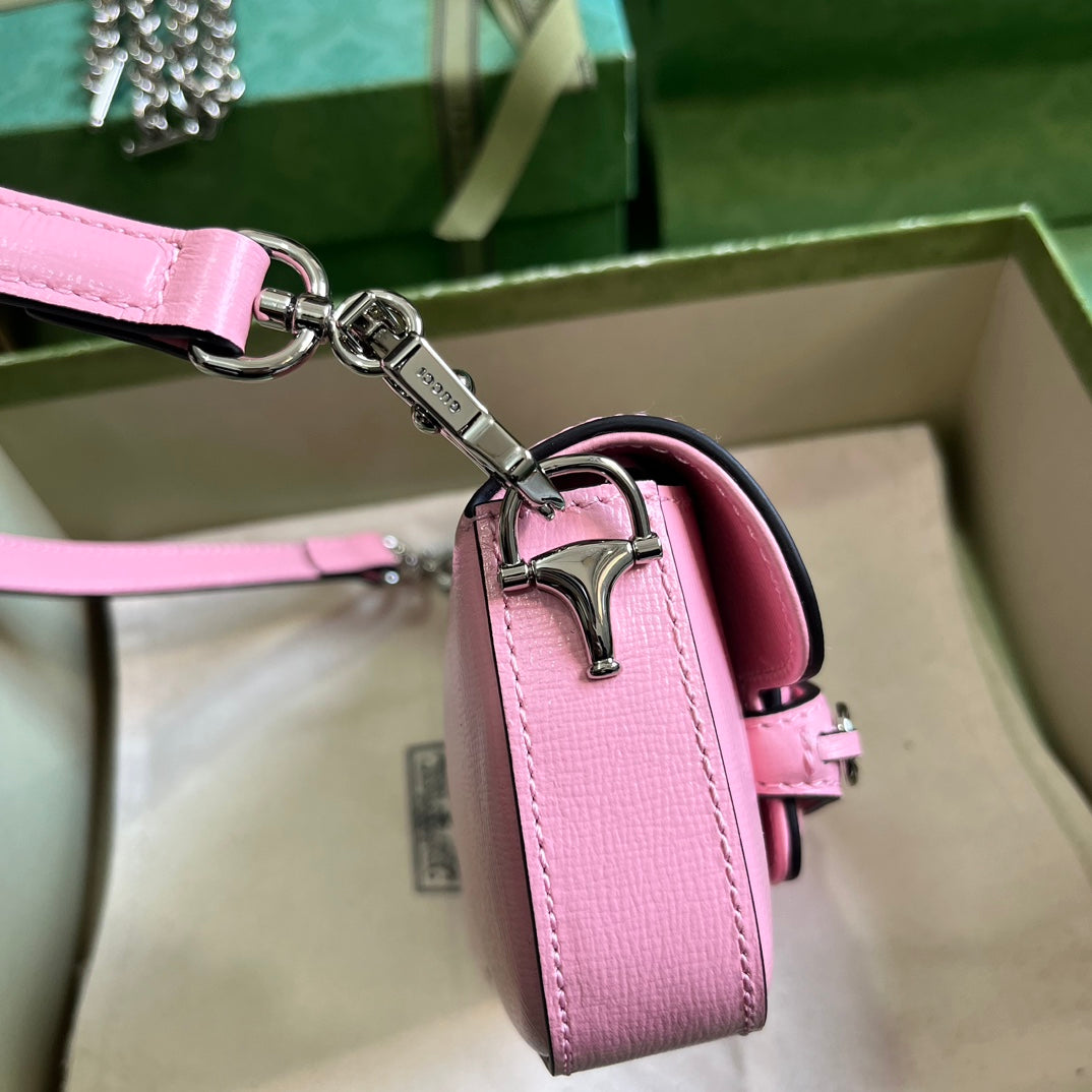 Bolsa Satchel Couro Rosa Fivela Ferradura